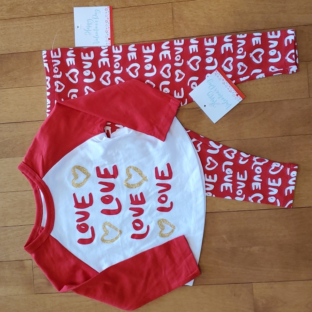 Baby Girls Love Love Love Valentines Day T-shirt & Leggings Size 12 months NWT